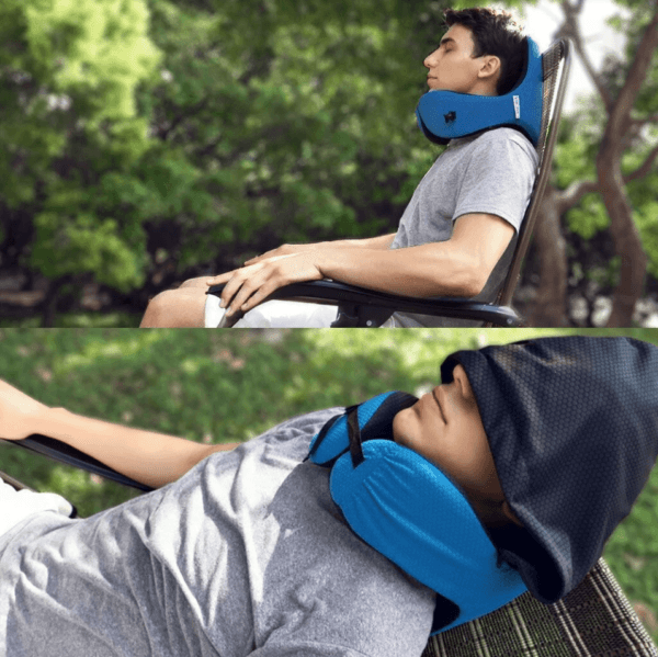 Airplane Travel Foldable Neck Support Pillow with Hood