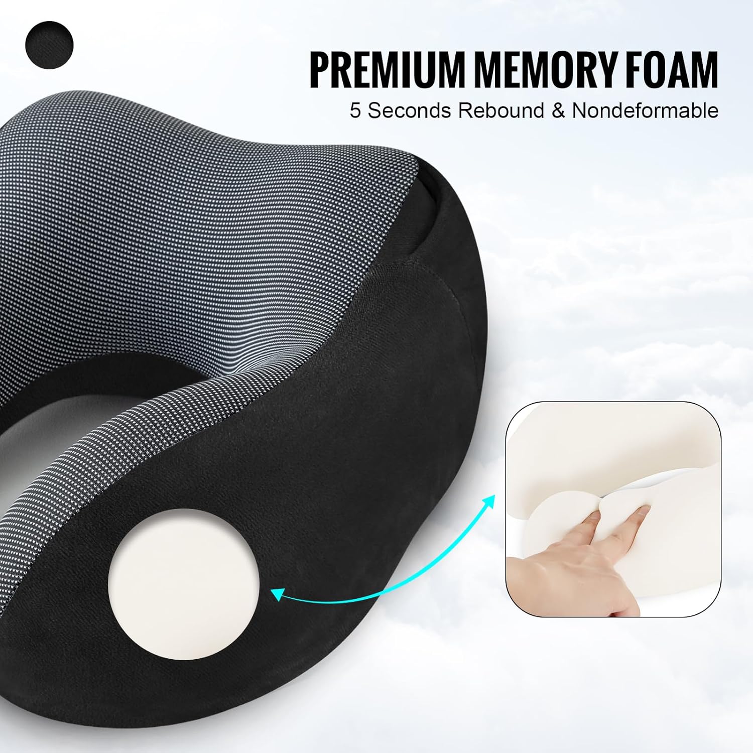 Airplane Travel Foldable Neck Support Pillow with Hood